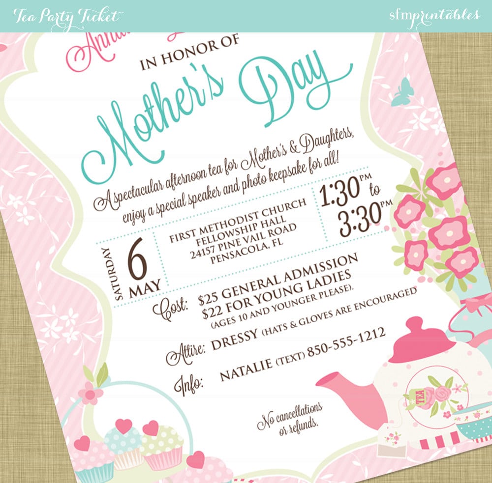 Doc  488733  Mother Daughter Tea Party Invitations â Items Similar
